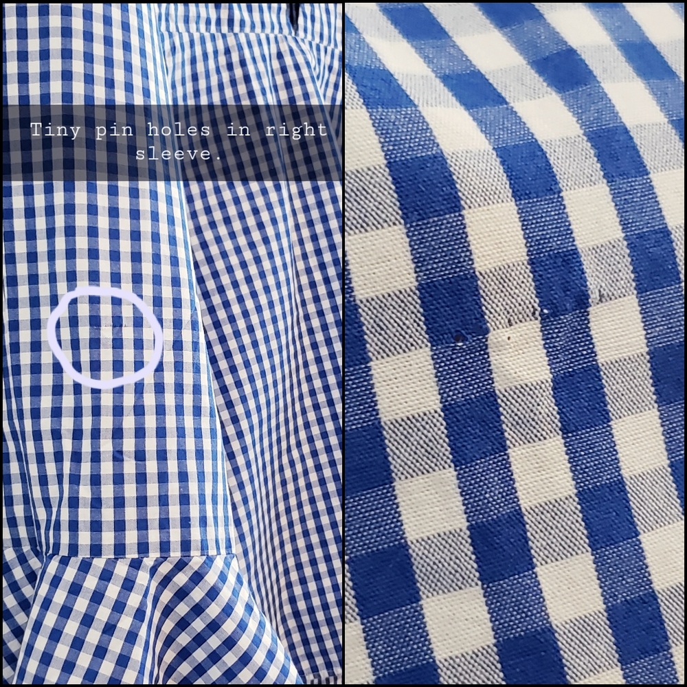 Lovely Zara Bell Sleeve Blue White Checkered Top Summer Spring V-neck Bohemian - Picture 7 of 7